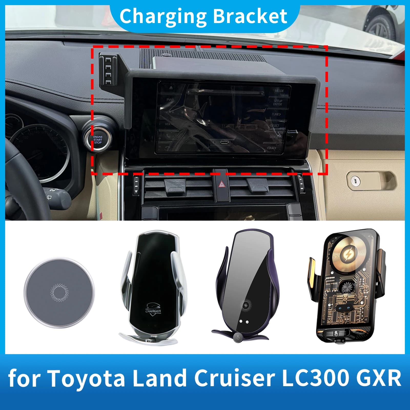 Per Toyota Land Cruiser LC300 GRX 2022 2023 2024 Accessori di Ricarica Auto Supporto Del Telefono Mobile Staffa di Navigazione Del Basamento Auto