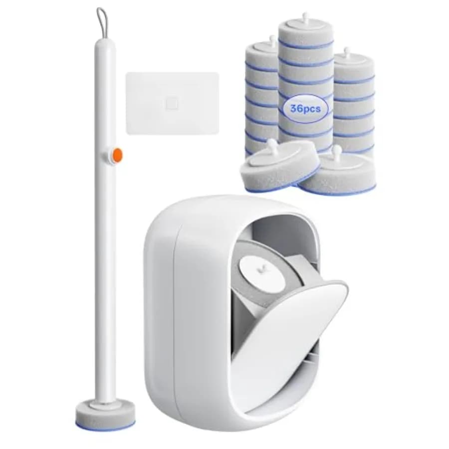 Disposable Toilet Cleaning System - Toilet Wand Kit with 36 High-Performance Refills, Wall Mounted Brush and Holder for Deep Cl