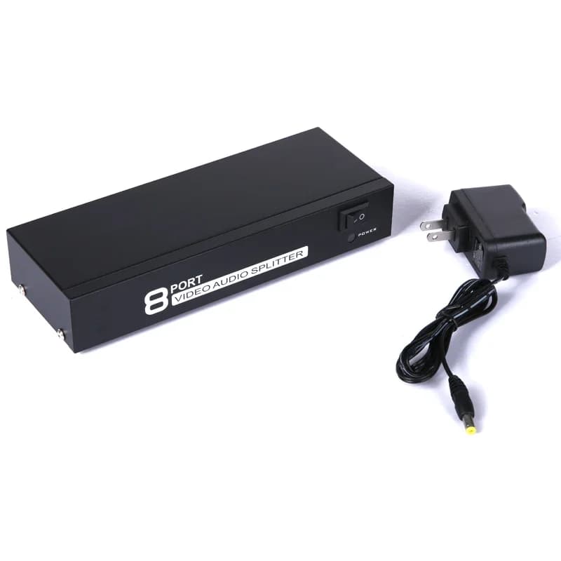 Splitter AV 1x8 1 in 8 Out Splitter schermo RCA a 8 porte Splitter audio video per Wii PS2 TV Box Lettore DVD per amplificatore altoparlante TV