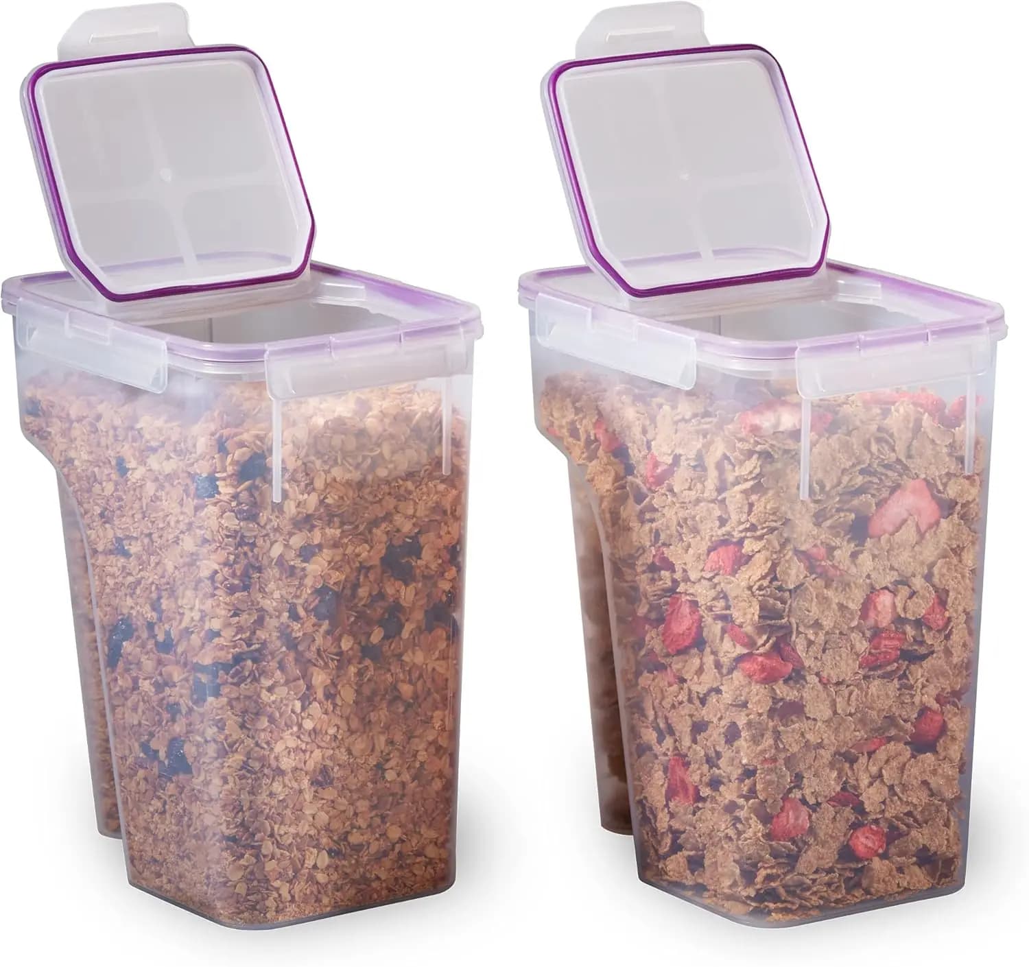 Hermetic containers for cereals, package 2, with tipping cover, without BPA, for the organization of dry foods in pantry