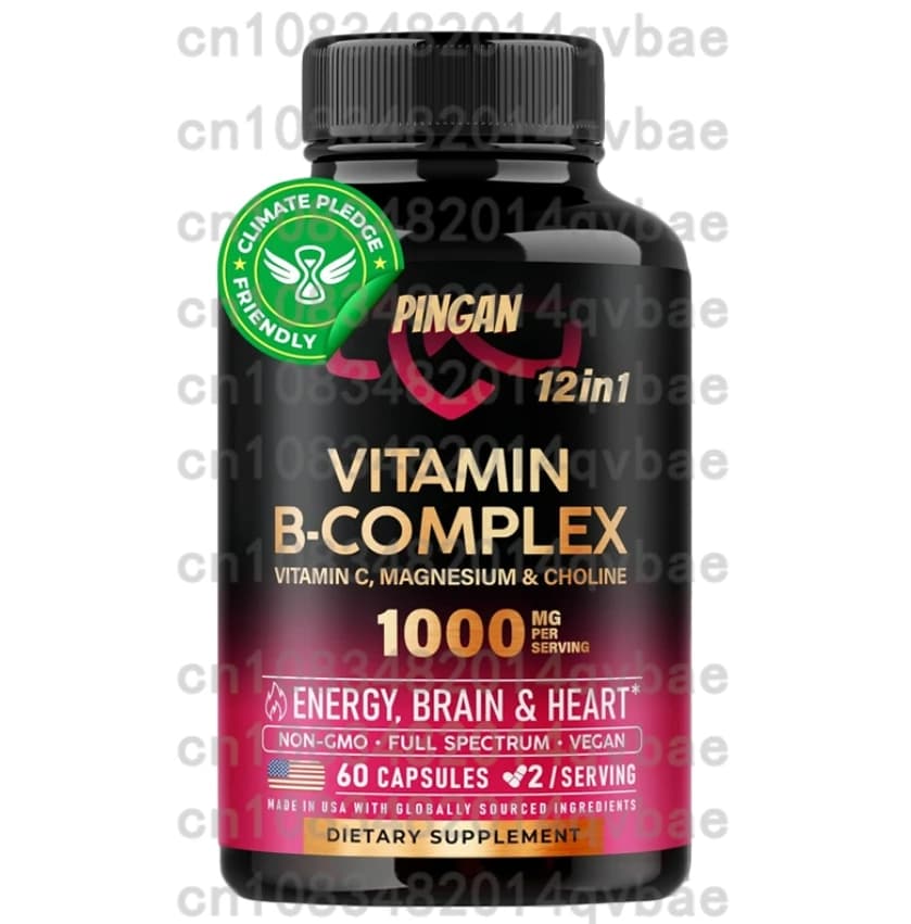 Complex vitamin B capsules help relieve fatigue, improve digestion, reduce stress, improve mood, immune supplement 60 capsules