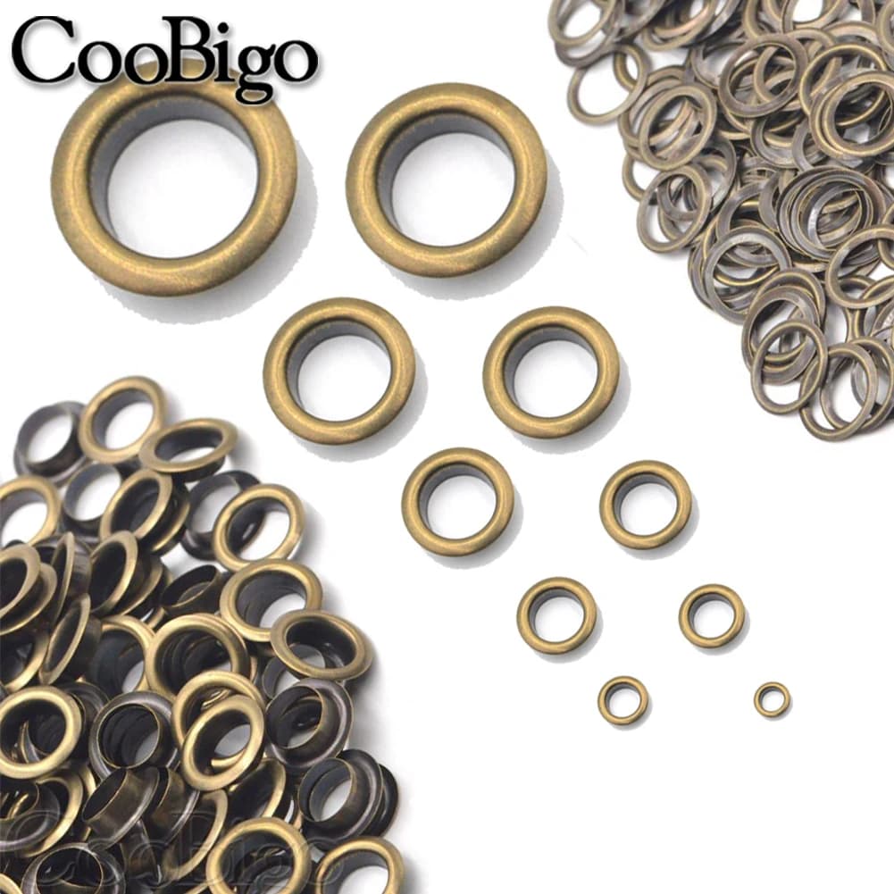 100 set occhielli in metallo occhielli per riparazione pelle anelli per occhi rotondi per scarpe borsa abbigliamento cintura artigianale in pelle accessorio color bronzo