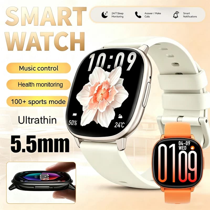 5.5mm Ultra Thin Smart Watch HD17 Air Lightweight 1.73" AMOLED Screen IP68 Waterproof Health Monitor Bluetooth Call Smart Watch