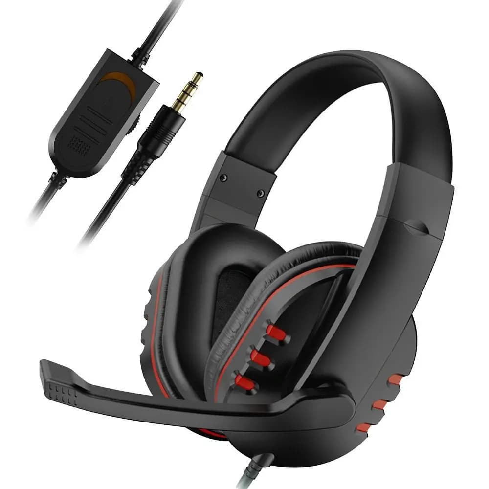 Gaming Headphones with Noise Cancellation, Volume Control and Microphone, Wired Headphones with Low Stereo 3.5mm Over-Ear for PC