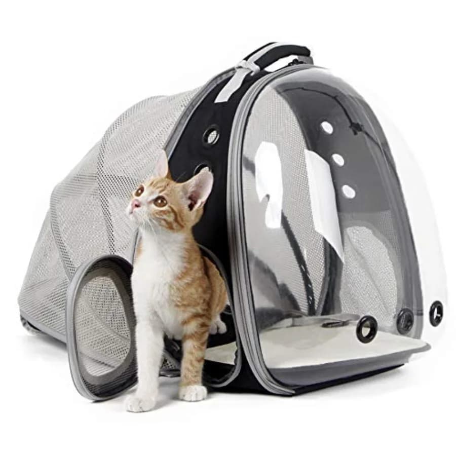 Zaino espandibile per gatti, adatto a animali fino a 5,4 kg, con finestra a bolle a forma di capsula spaziale, per trasportare e spostare i gatti.