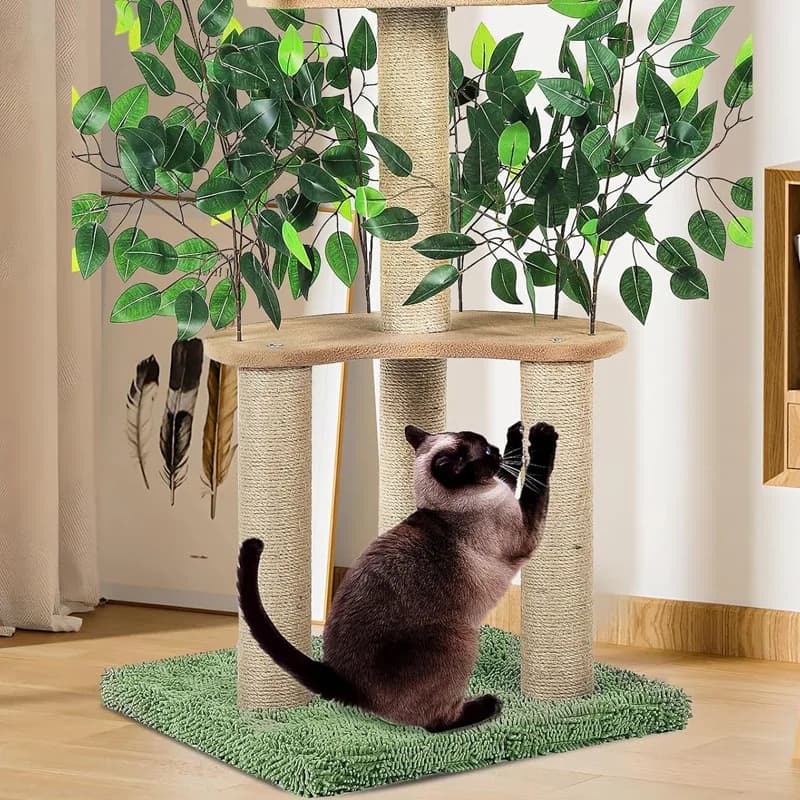 Tiragraffi per gatti con foglie e rami simulati, struttura per arrampicata, tiragraffi in legno popolare su Amazon