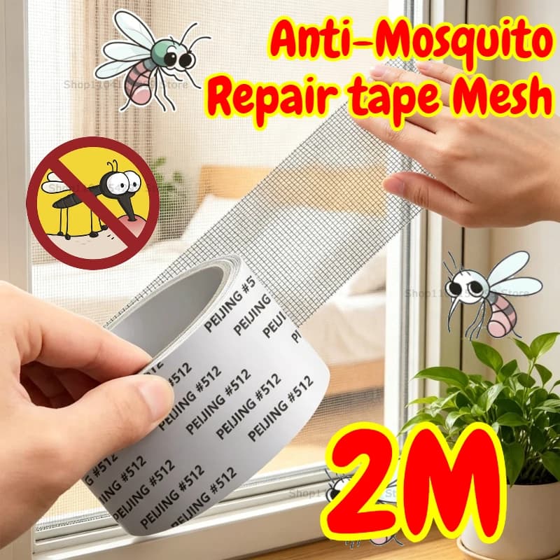 2M Strong Self-Adhesive Window Screen Repair Tape Roll Window Screen Repair Tape Mesh Tape Out Window Screen Mosquito Net