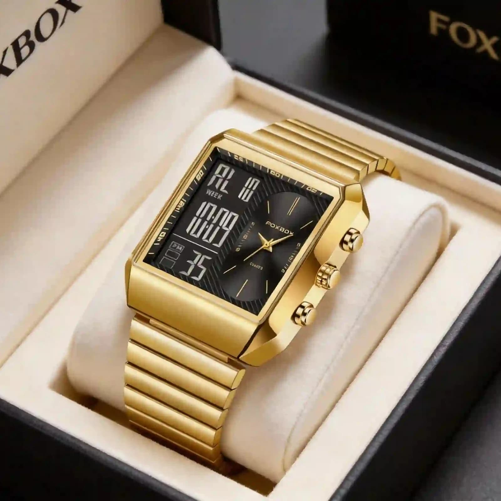 LIGE New Digital Watch Fashion Square for Men, Sporty Casual Waterproof, Luxury chronograph FOXBOX