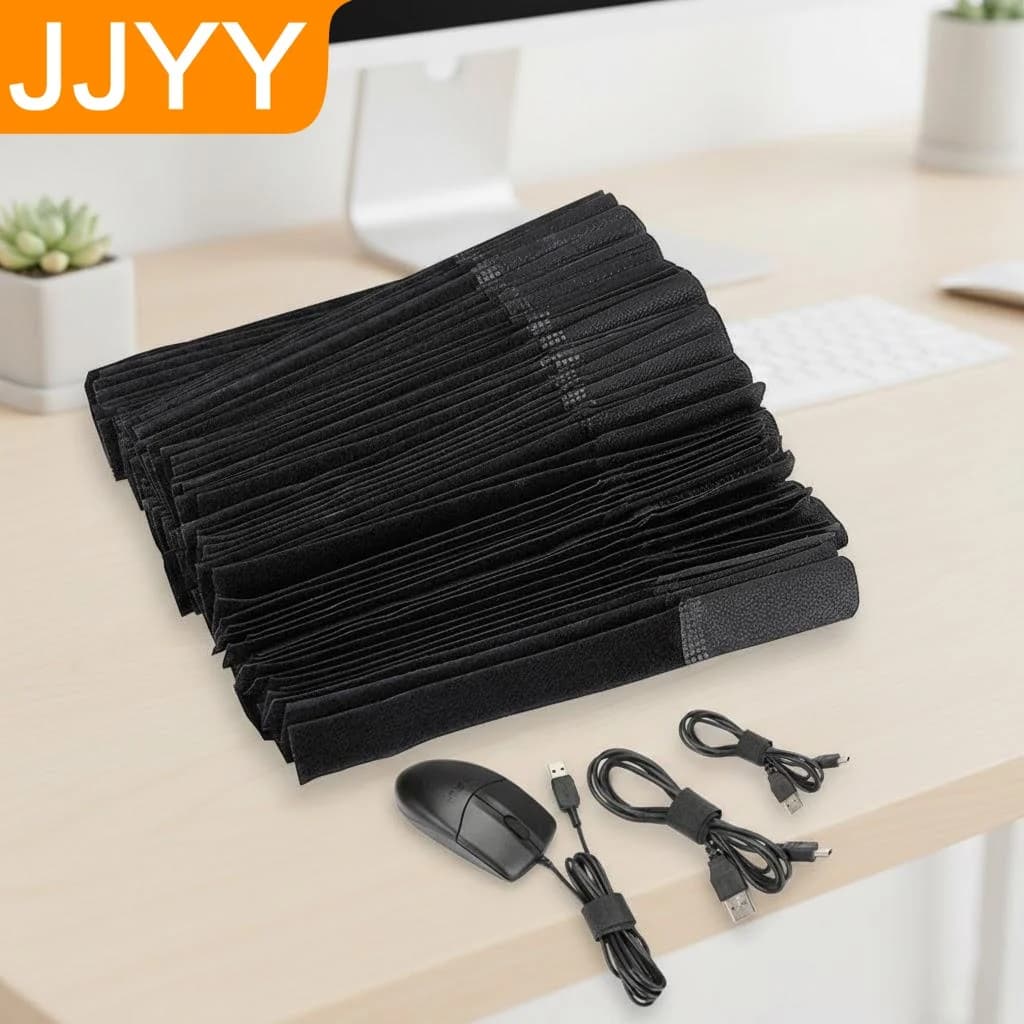 50 Pezzi Fascette in Velcro in Nylon per Gestione Cavi, Organizzazione Casa e Ufficio, Resistenti e Sicure