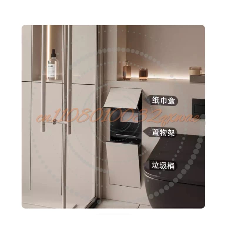 Cestino per WC a nicchia in acciaio inox 304, nascosto e integrato nella scatola dei fazzoletti, nicchia per WC a scomparsa personalizzabile