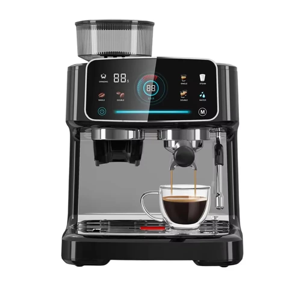 Macchina per Caffè Espresso di Alta Potenza Versione Aggiornata, Estrazione ad Alta Efficienza, per Uso Commerciale e Domestico con Macinacaffè Integrato