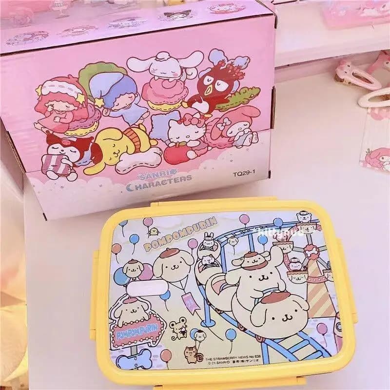 Sanrio Hello Kitty Bento Box in Acciaio Inox 316 per Bambine, Nuovo Stile Instagram Carino, Sigillato, 2 Scomparti, Design Accattivante