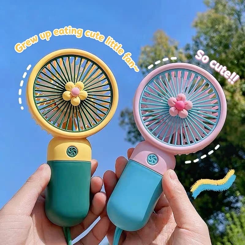 Usb Rechargeable Portable Handheld Fan – Cute Plastic Design, Dual Use (Handheld/Stand), Summer Cooling Fan For Kids & Adults·