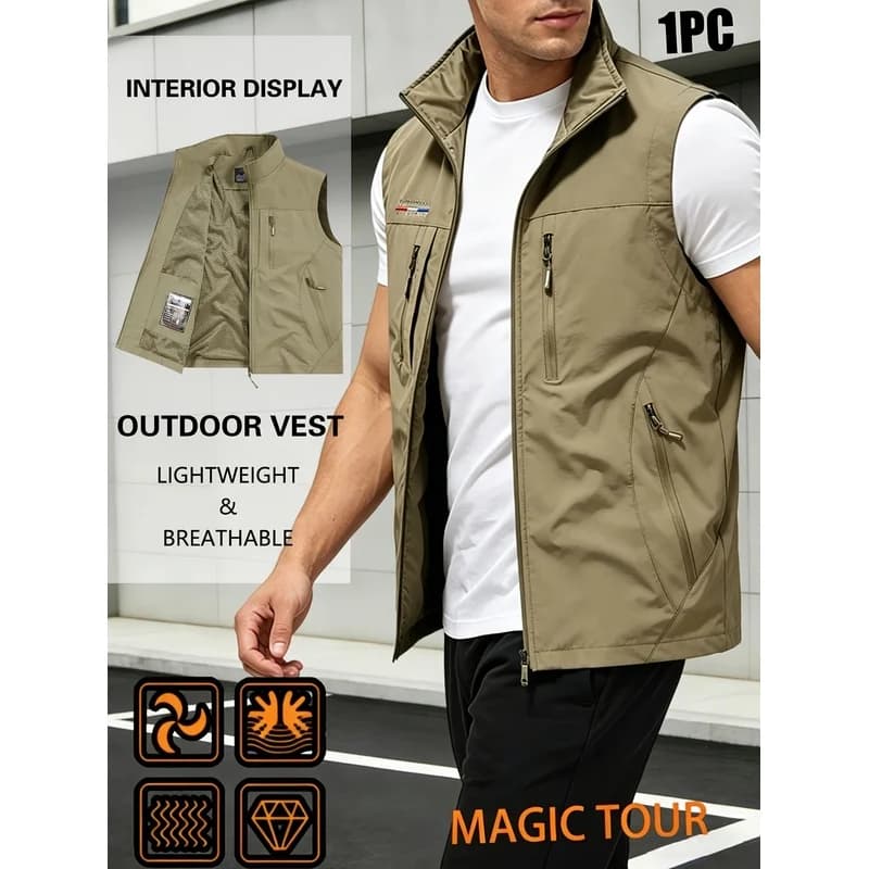 Outdoor Multi-pocket Fishing Vest Men's Summer Breathable Mesh Quick-drying Vest Biker Clothes for Man Running