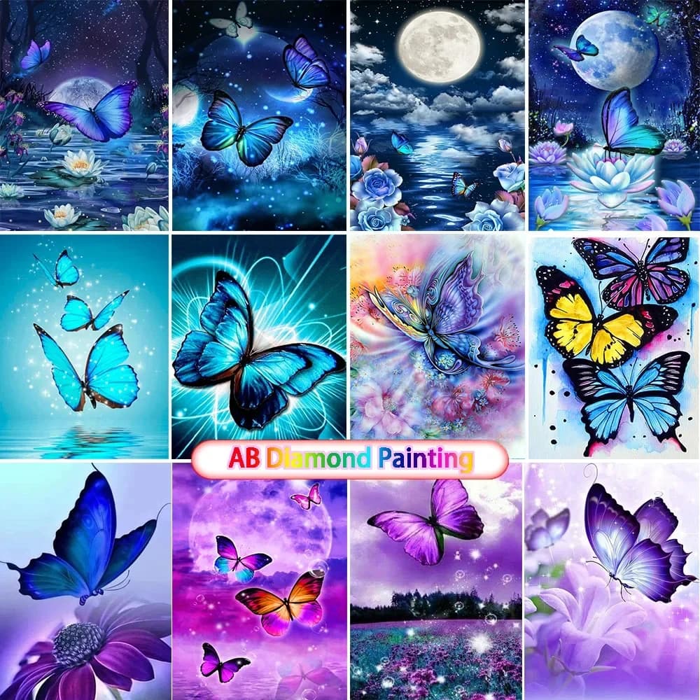 Fai da te 5D farfalla fiore pittura diamante paesaggio AB diamante ricamo strass mosaico punto croce arte decorazioni per la casa ornamento
