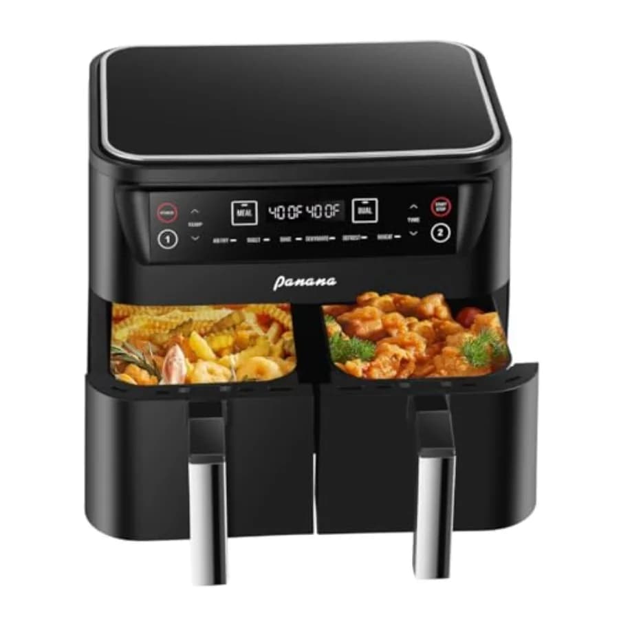 Friggitrice ad Aria 8.5QT, Friggitrice ad Aria a Doppia Zona 6 in 1 per Arrostire, Cuocere, Disidratare, Scongelare, Riscaldare per Pasti Rapidi, Friggitrici ad Aria per Famiglie