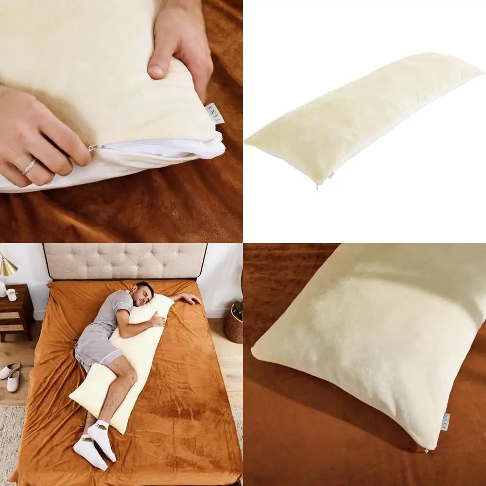 Ergonomic pillow in Memory Foam with Gel Refreshing for Who Sleeps, 18x55, Organic Cotton, Washable Lining