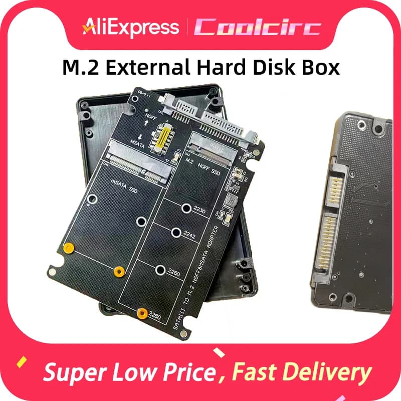 Coolcirc M.2 Converting Solid-state SSD to Sata3 External Hard Disk Box Ngff Msata to Serial Port Conversion Card Dual-use