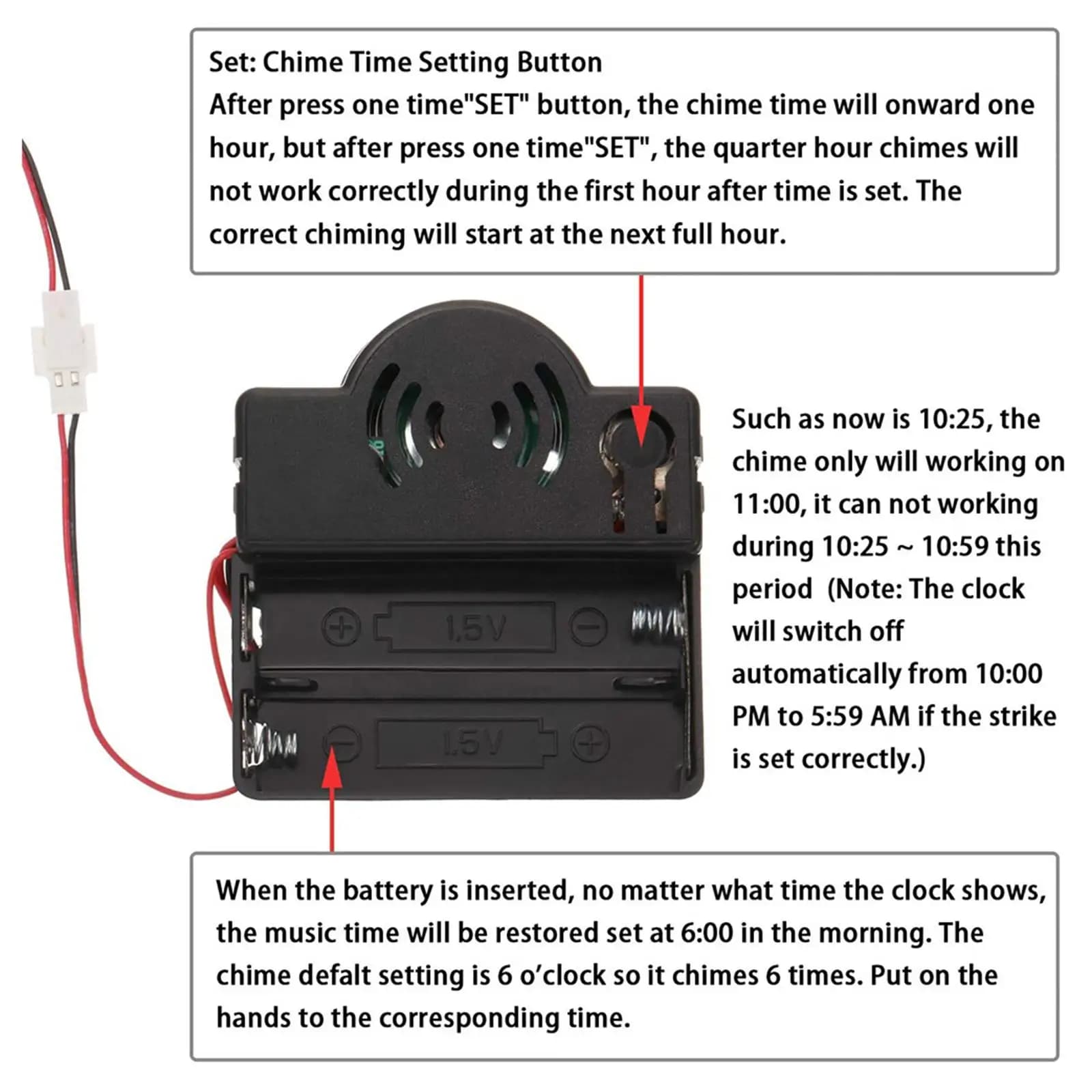 Silent Sweep Clock Movement with Pendulum and Music Chime for Wall Clock Repair Kit Includes Hour Minute Second Hands Set