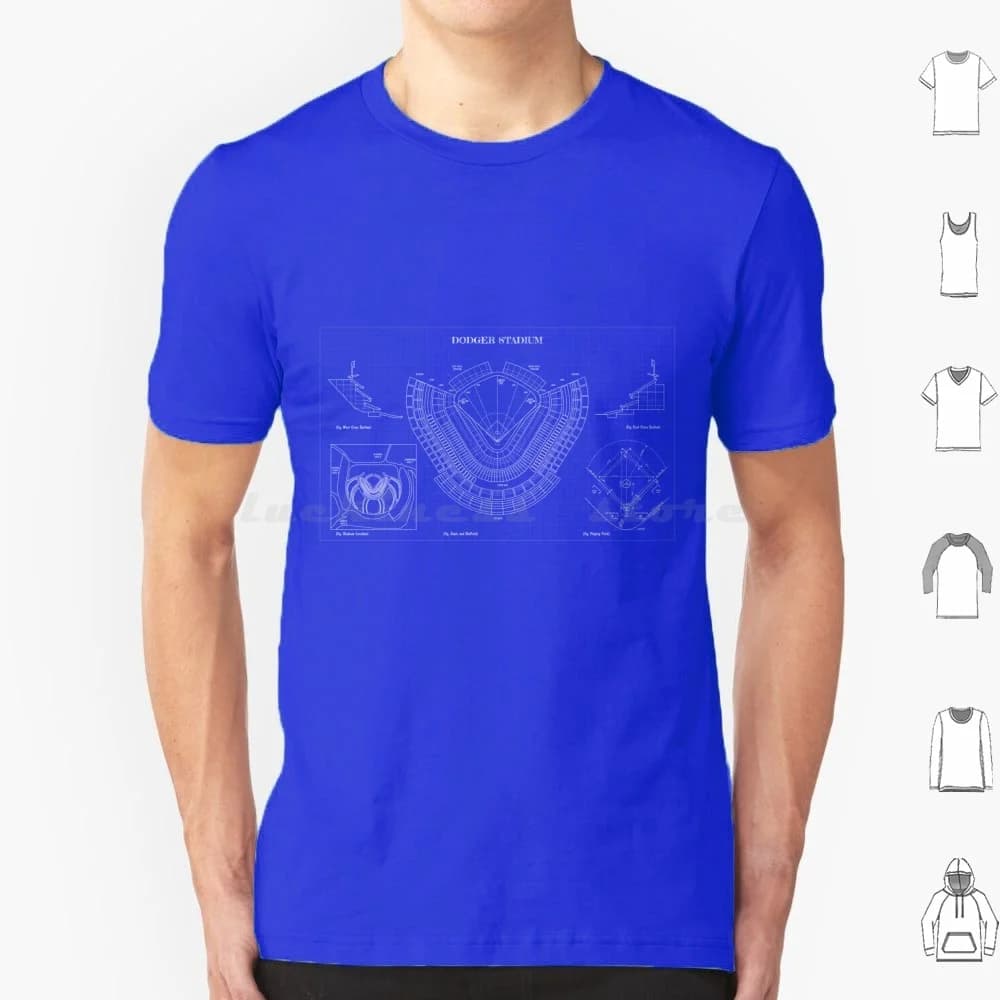 T-shirt Stadium (Blueprint-Dark Blue) 6XL in cotone, maglietta cool da baseball, Angeles Blueprint Field, partita, baseball, Stadium Batter