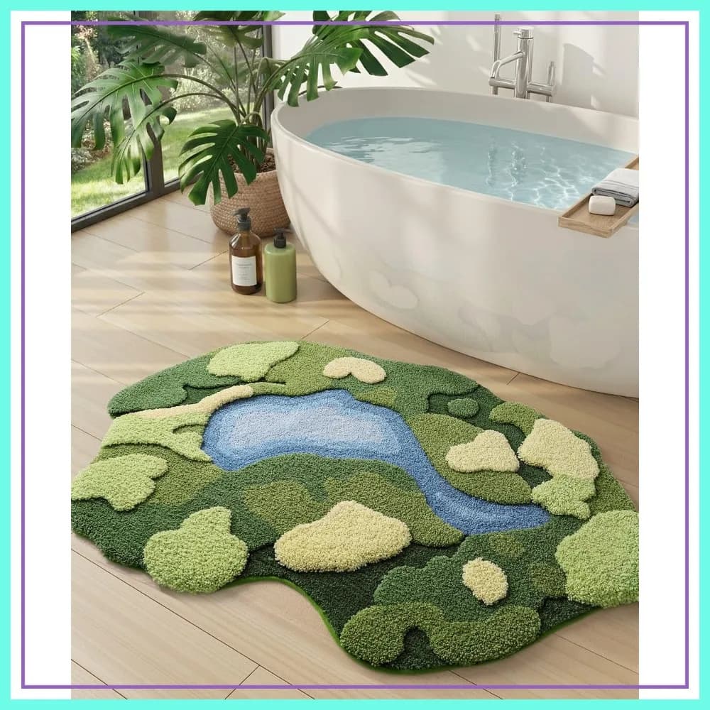 Tappetino da Bagno Ultra Spesso Verde Muschio, Antiscivolo e Lavabile in Microfibra, Tappeto Assorbente per Pavimento Doccia, 39x55