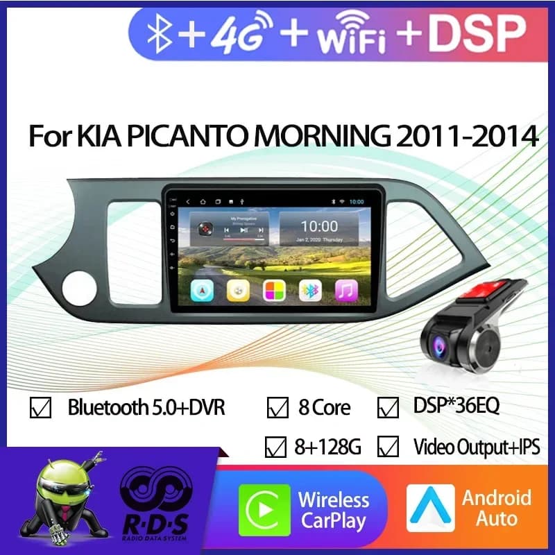 Sistema Android 11 Quard Core 2G + 32G WIFI HD 1024*600 GPS per auto Nagavition per KIA PICANTO MORNING 2011-2014 Autoradio