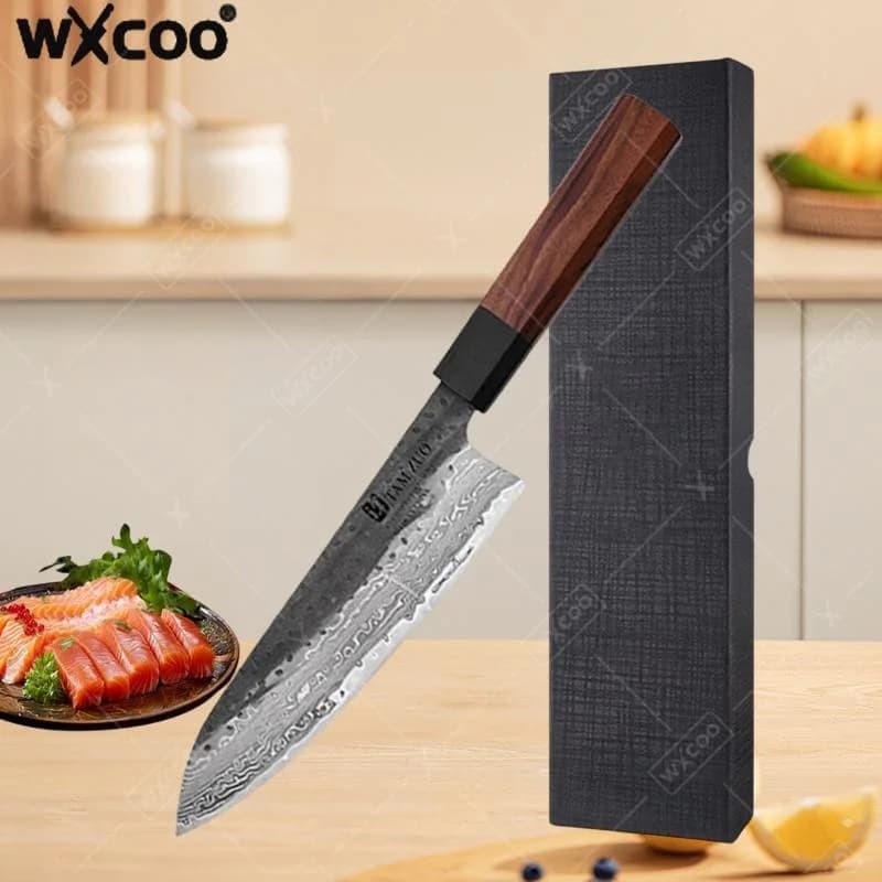 WXCOO Ultra sharp precision cook knife 67-layer damask knife Kitchen knife for slicing Santoku in Japanese style Comfortable handle