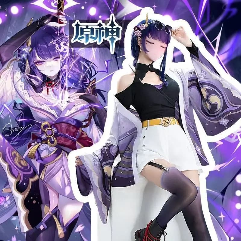 Genshin Impact Holiday Raiden Shogun Casual Cosplay Costume - Daily Fan-made Outfit for Women