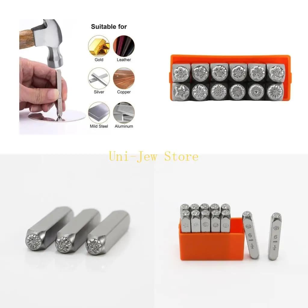 40GB 12 Pieces Stamp Set 63mm Flowers Pattern Matte Metal Stamping Tool