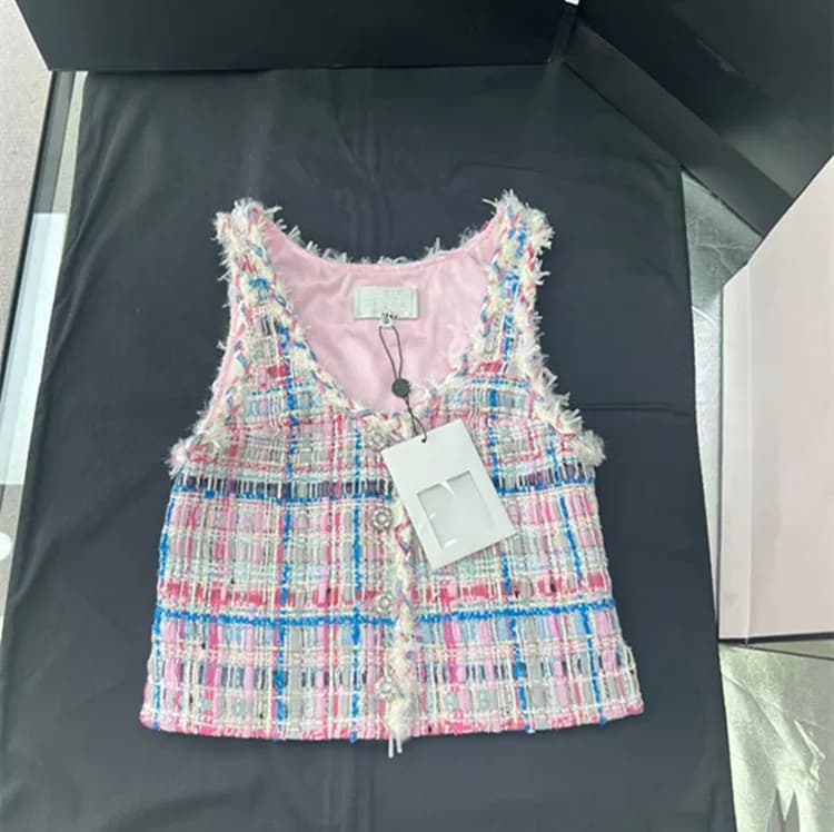 Customization Women's Fashion Spring 2026 New Collection Fashion Set Blusa and Sleeveless skirt in Tweed Colored Braided
