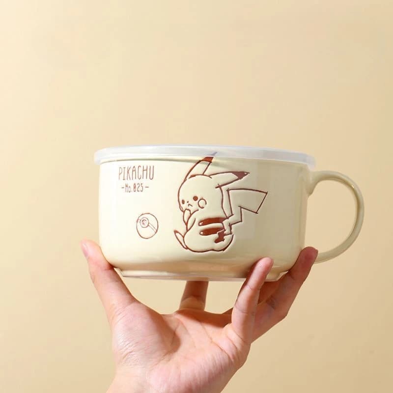 Underglaze Color Pikachu Cute Ceramic Fresh Keeping Bowl Household Fruit Bowl Instant Noodle Bowl Anime Peripheral
