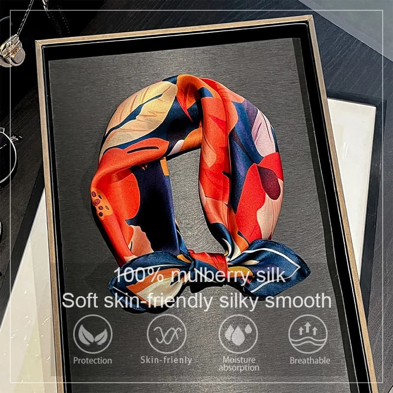 Nuova Collezione Primavera 2026: Sciarpa 100% Pura Seta da Donna con Stampa Floreale, Foulard, Bandana, Sciarpe Quadrate Piccole, Fascia per Capelli, Hijab, Poncho