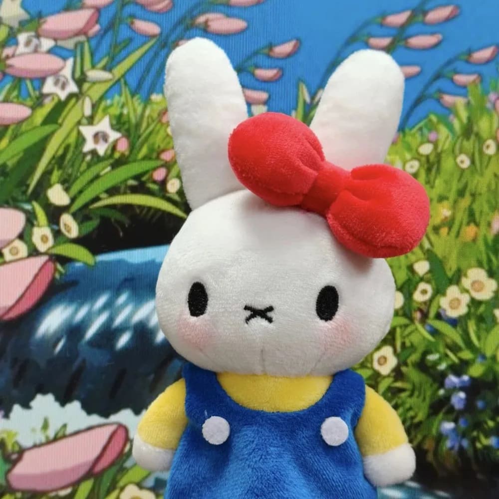 Portachiavi in peluche Miffy da 10 cm, simpatico ciondolo a forma di cartone animato, bambola in peluche, giocattolo da borsa, regalo divertente