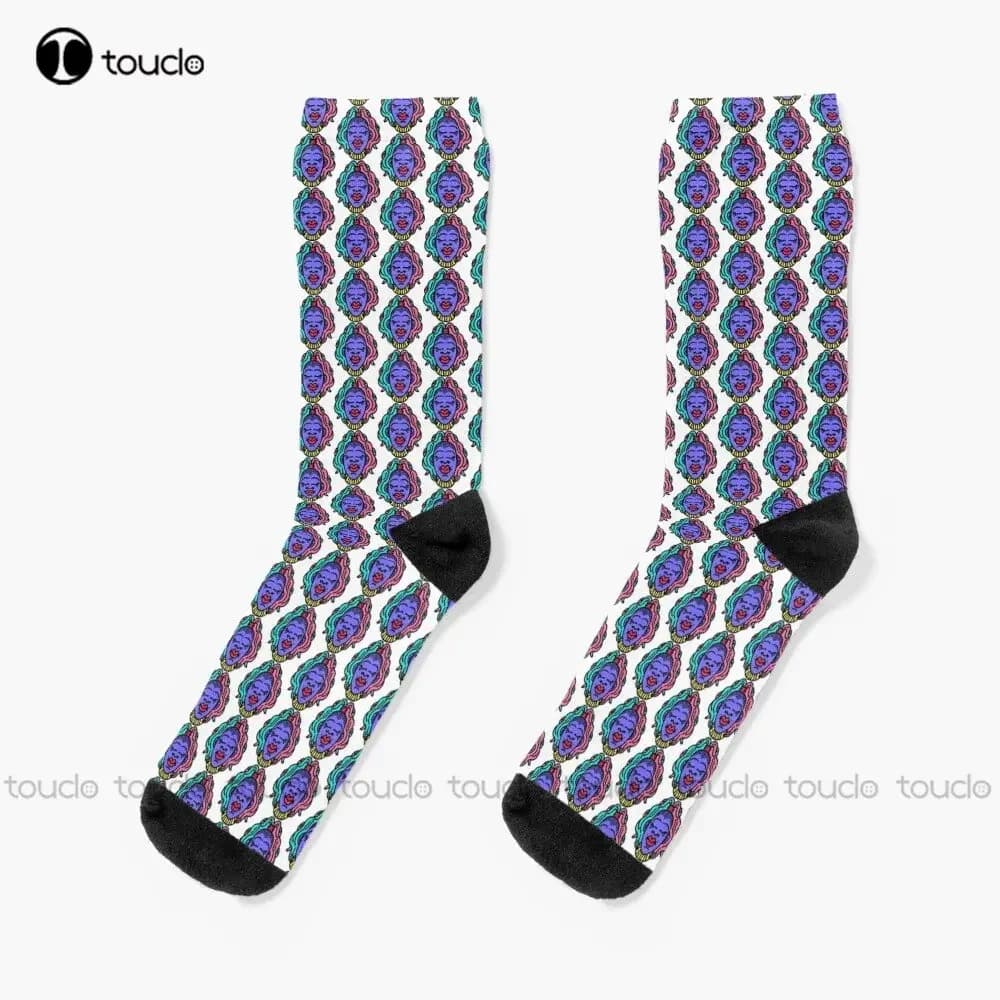 Blue Pink Alien Goddes Socks Men Athletic Socks 360° Digital Print Personalized Custom Unisex Adult Teen Youth Socks Custom Gift