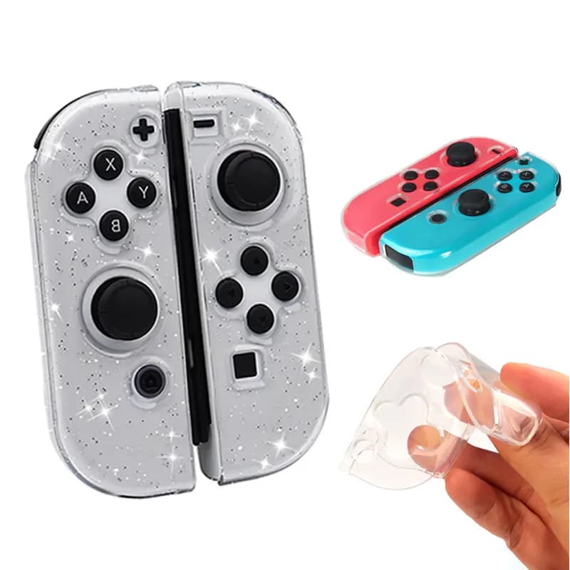 Custodia trasparente glitterata per Nintendo Switch Oled Joycon Controller Shell Custodia protettiva per gamepad con maniglia di gioco in TPU morbido