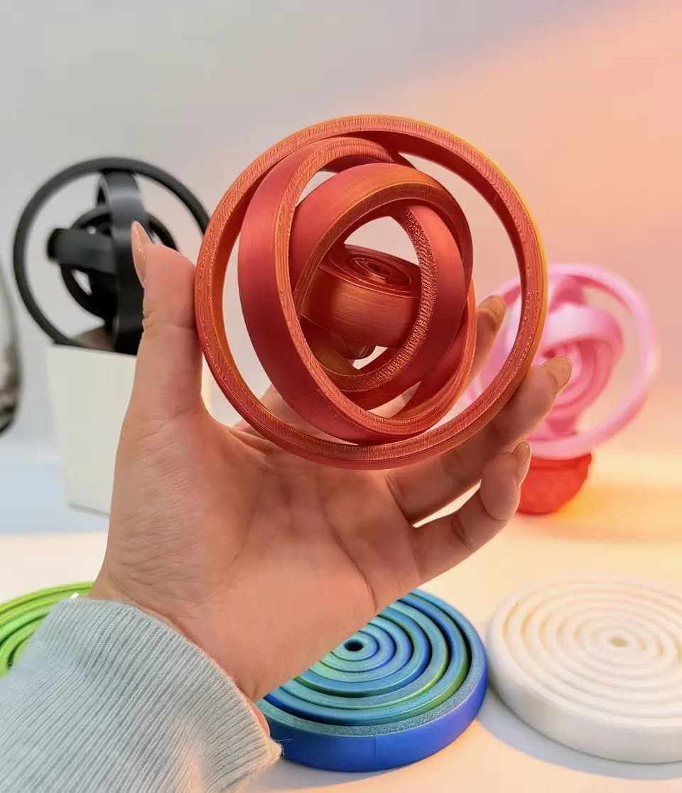 Anello Girevole 3D Stampato, Giocattolo Antistress per Adulti, Mini Spinner Creativo per Dita, con Design a Giroscopio Rotante