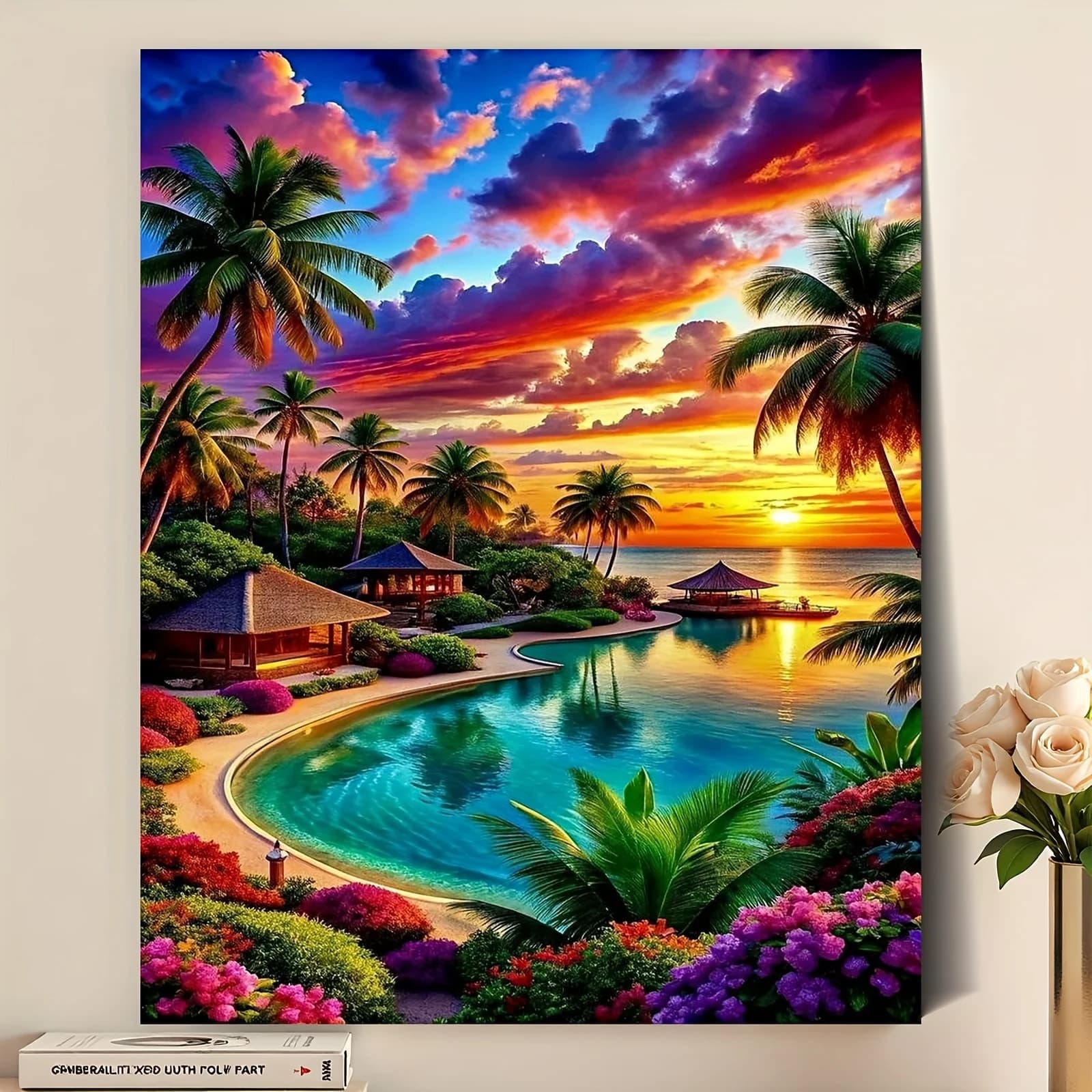 Acrylic Paint By Numbers Tropical Style Landscape Painting By Numbers on Canvas Coloring By Number for Adults Paint Digital Art