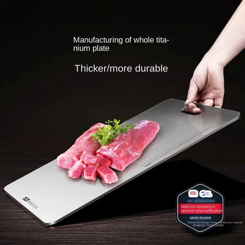 Tagliere in titanio puro addensato da 3.0mm, superficie di rotolamento in lega di titanio per uso domestico e tagliere, tagliere per verdure