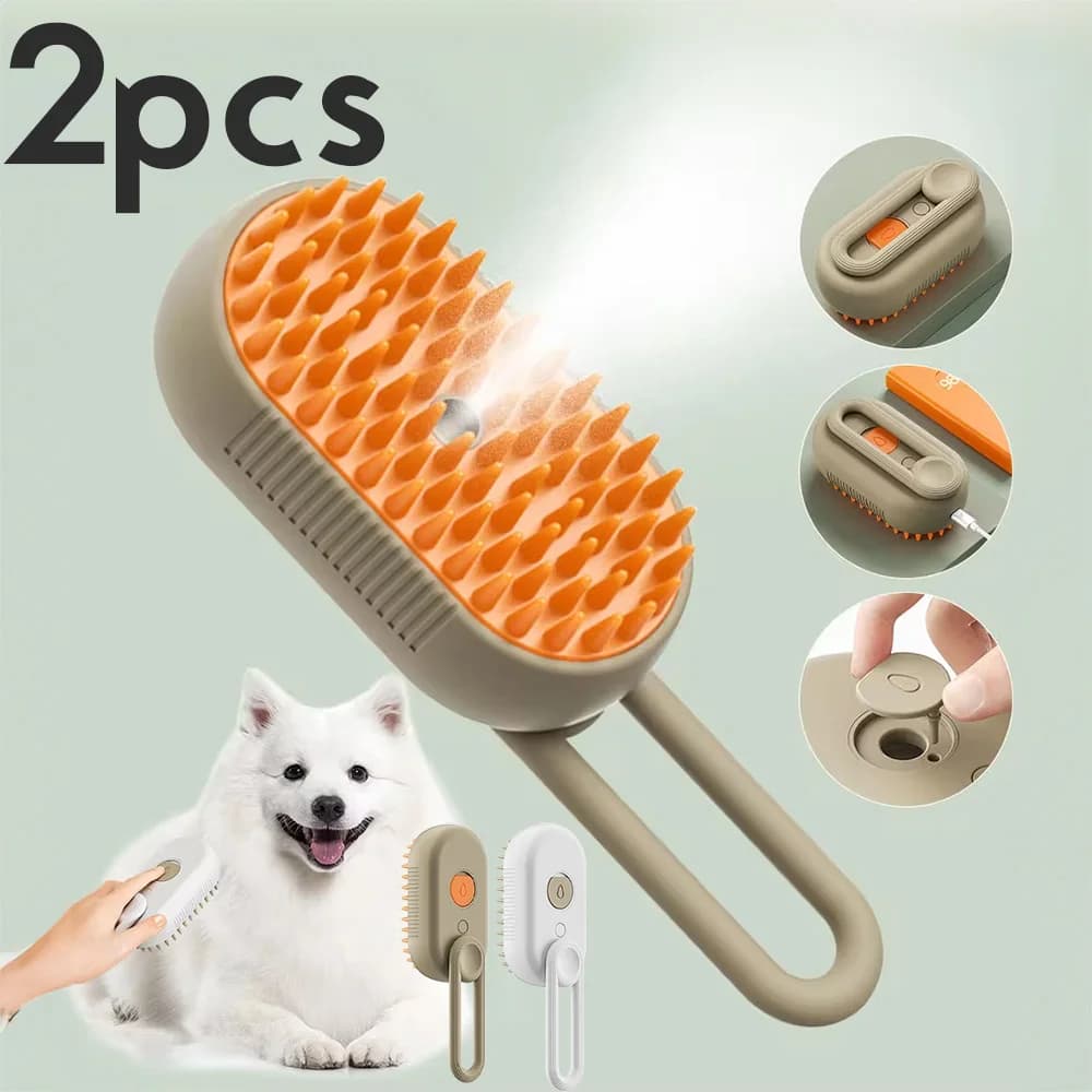 1 ~ 2 pezzi Spazzola per animali domestici a vapore 3-in-1 Massaggio per cani Spazzola a vapore Spray Bellezza Depilazione aggrovigliata e sciolta Gatti Toelettatura Pettine Cani
