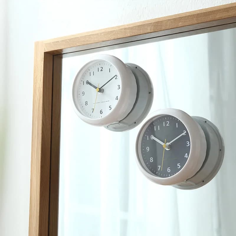 Orologio da parete silenzioso da 6 pollici con ventosa impermeabile per bagno, piccolo orologio da tavolo per frigorifero, ornamento da scrivania