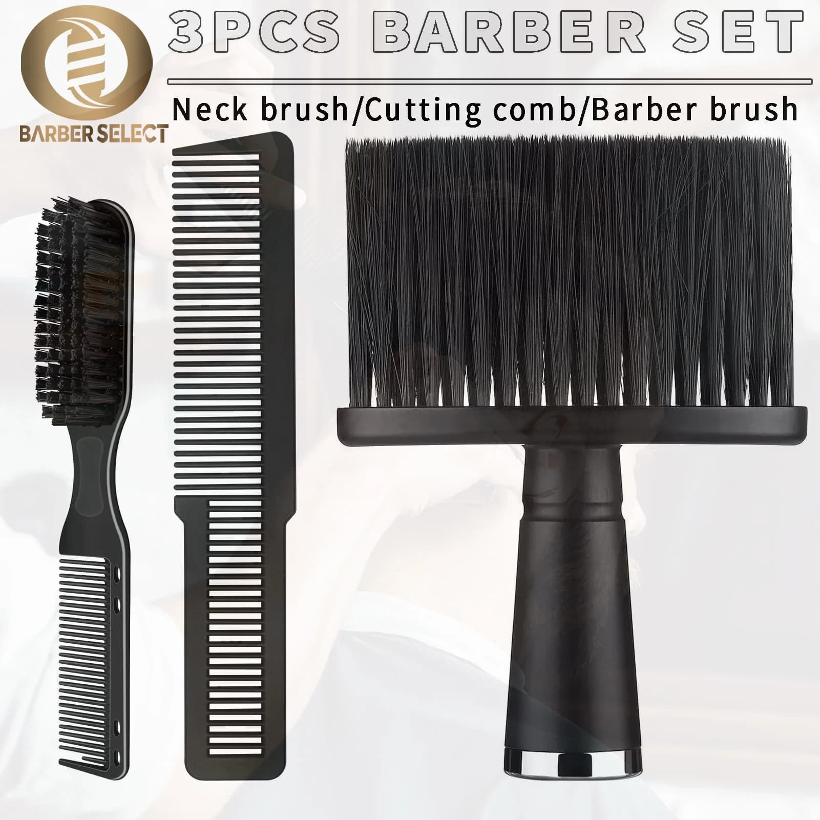 3 pieces Barber haircut set with brush for cleaning powder for neck barber comb for haircut for men brush for beard tools for salon Styling