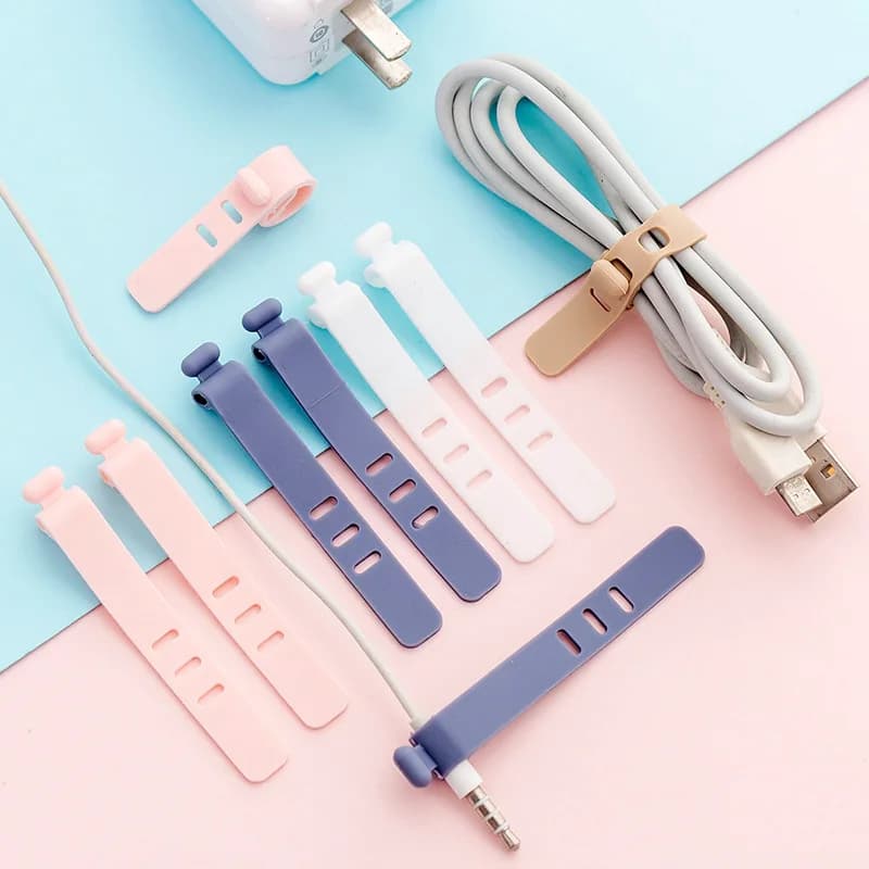 12 pezzi di gestione dei cavi cinghia anti-perdita per riporre gli auricolari cinturino morbido filo di silicone colorato creativo organizzare la cinghia strumento domestico
