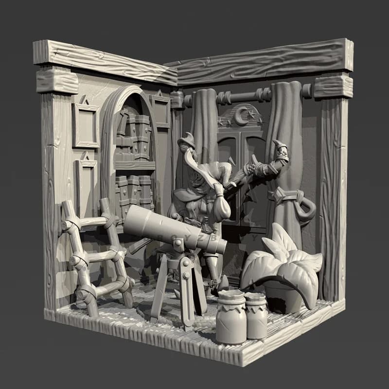 60mm 80mm Misteriosa Casa Magica Modello In Resina Figura Gk Micro Miniatura 3d Stampato Bianco Modello Giocattolo Kit Smontato E Non Verniciato