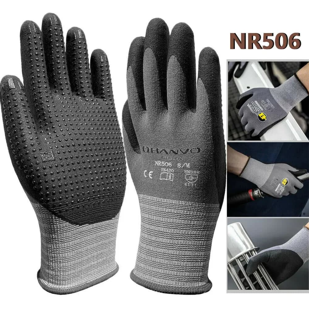 1/5 paia di guanti da lavoro con rivestimento di sicurezza in nylon PU nitrile Guanti da lavoro meccanici calibro 15 Guanti con rivestimento sul palmo