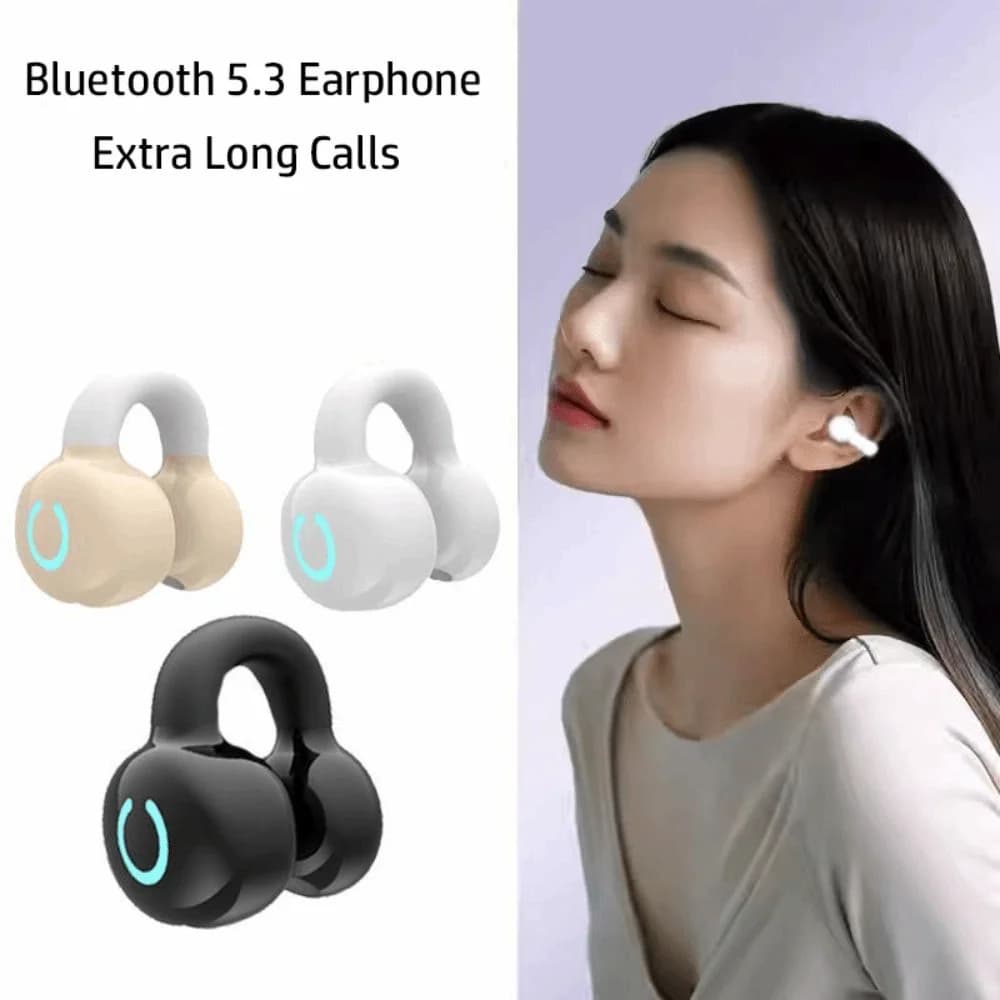 Auricolare Bluetooth 5.3 a Conduzione Ossea con Clip per Orecchio Singolo, per Chiamate Extra Lunghe, Compatibile con Xiaomi iPhone