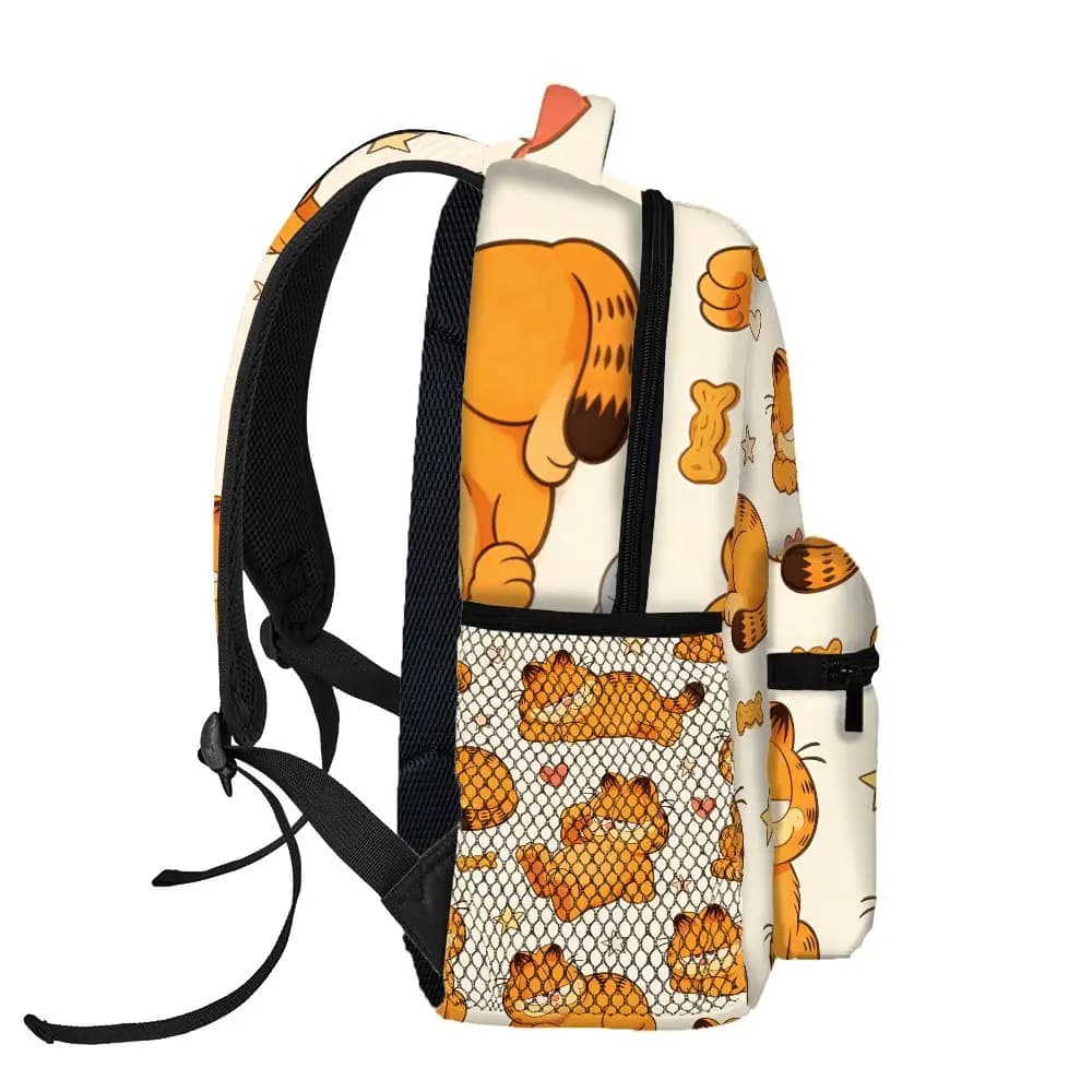 Divertente zaino Lazy Garfield con stampa di stelle e cuori, simpatica borsa da scuola con cartoni animati per picnic, campeggio, viaggi