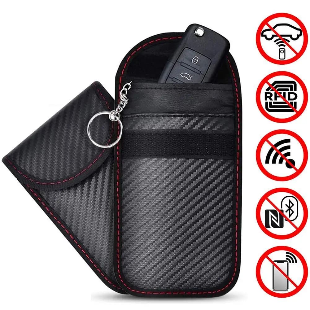 1 pz Custodia Protettiva per Chiave Auto con Blocco Segnale RFID, Antifurto, Doppio Strato in Fibra di Carbonio
