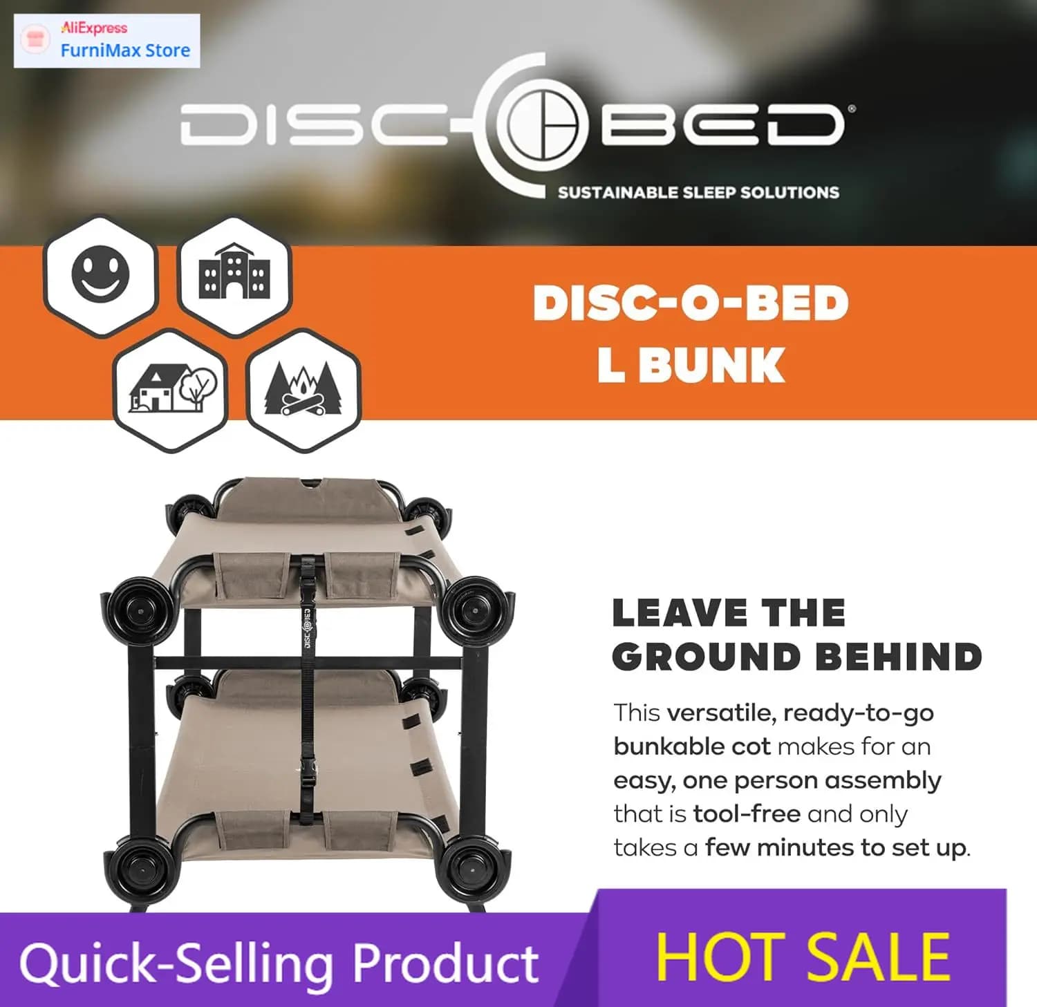 Limited-time promotion: Large portable bunk beds with transport bags - Indoor or outdoor sleeping system, convertible