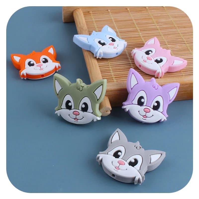 ABCPICK 2pc Silicone Animale Gatto Bead Bambino Dentizione Bead Giocattolo FAI DA TE Per Ciuccio Clip Neonato Silicone Roditore Piccola Asta Del Bambino Massaggiagengive