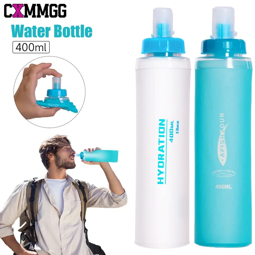 1PCS Soft Water Bottle, TPU Collapsible Flask Foldable Bottles for Hydration Pack, BPA-Free, for Running Hiking Cycling Climbing